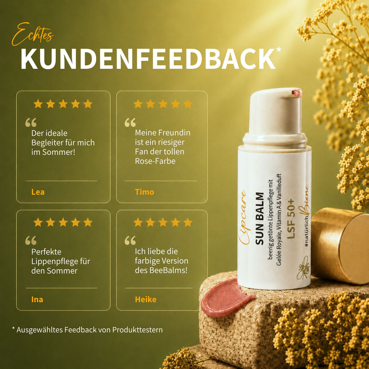 SUN BALM LSF 50+ - getönter Lippenpflegebalsam mit Gelée Royale & zartem Vanilleduft