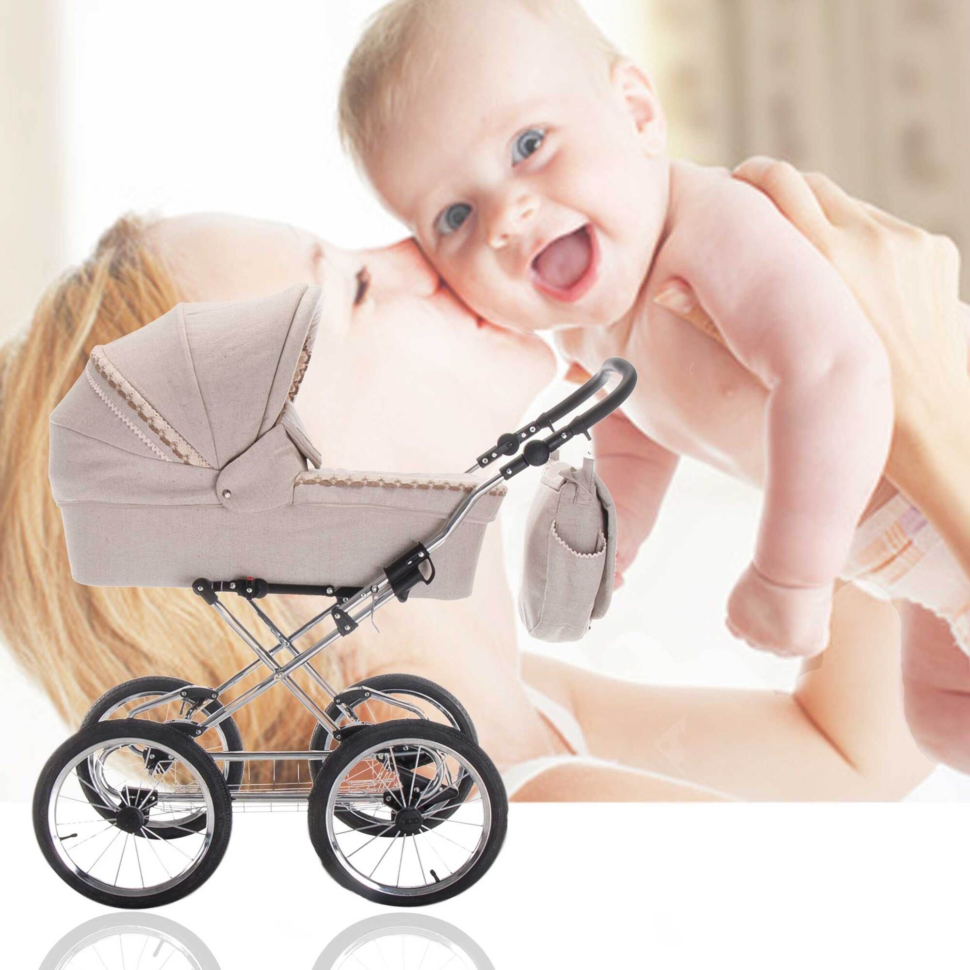 Friedrich Hugo Natureline Uni 4 in 1 Kinderwagen ISOFIX Set, Hugo Silver