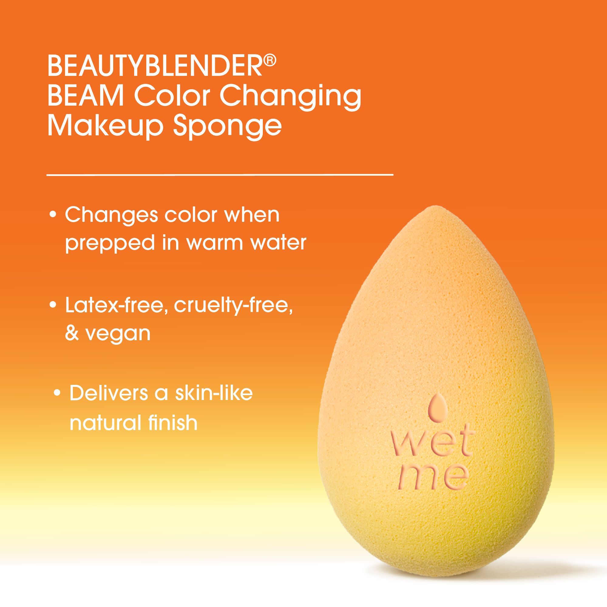 Beautyblender BEAM Color Changing Make-up-Schwamm mit Produktmerkmalen.