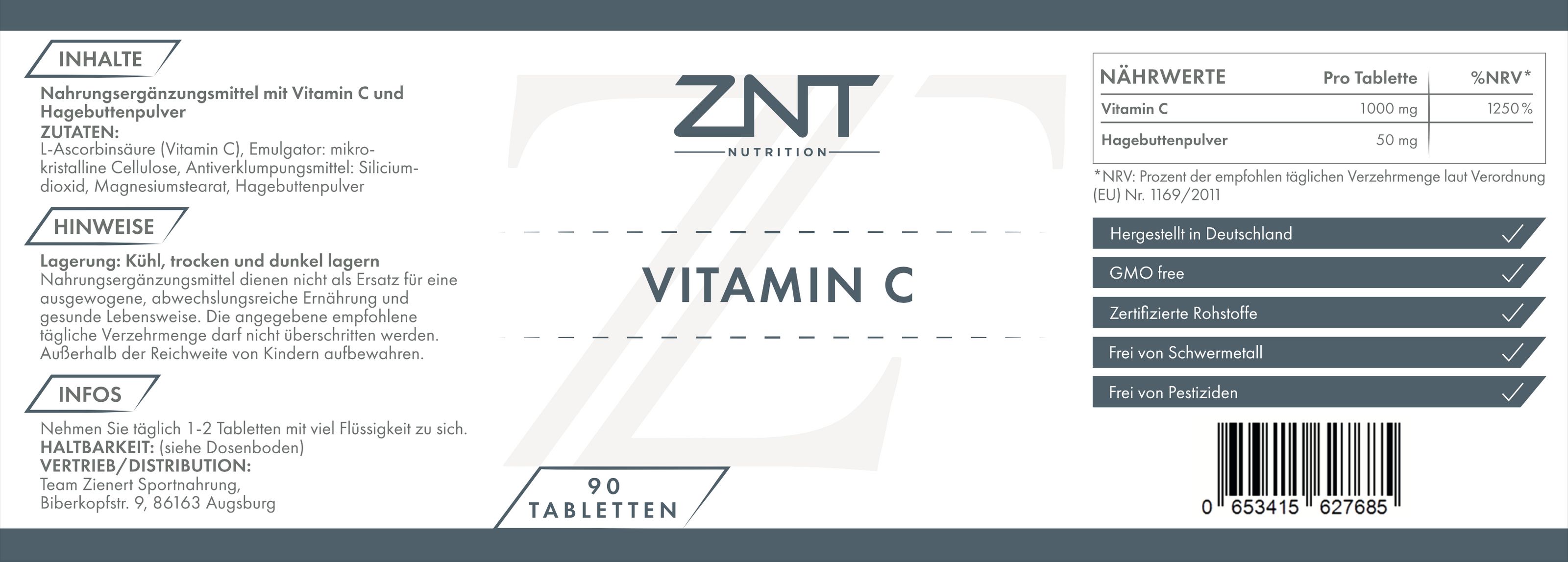 ZNT Nutrition Vitamin C 90 St