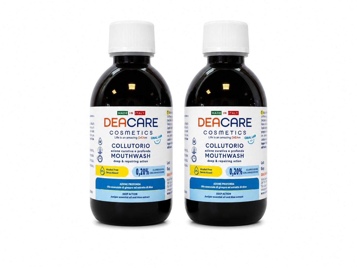 DEACARE Oral Lab - Collutorio Azione Profonda Clorexidina 0.20% - con Ginepro e Aloe - Alcohol Free