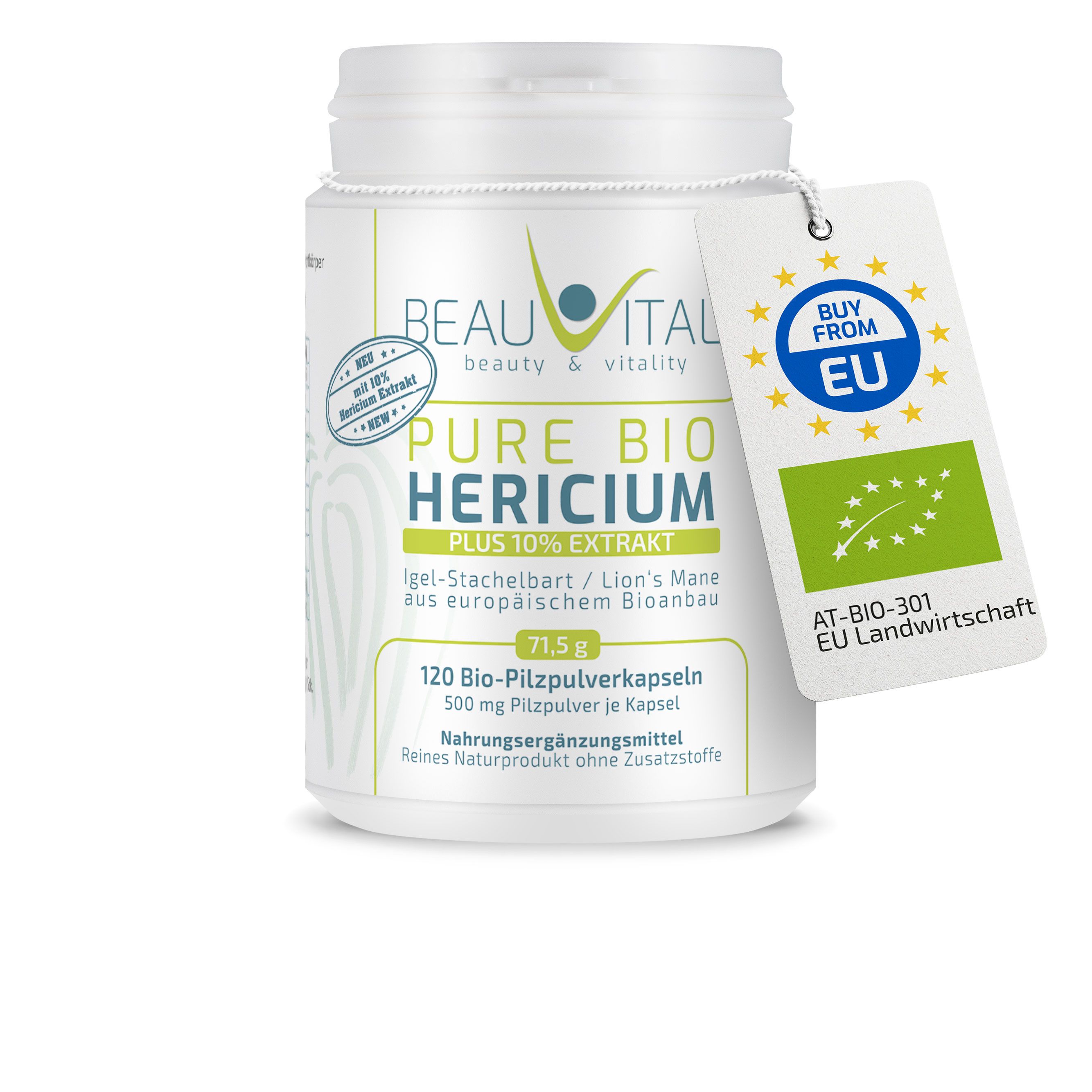 BEAUVITAL® Pure Bio Hericium Kapseln mit 10% Lions´s Mane Extrakt
