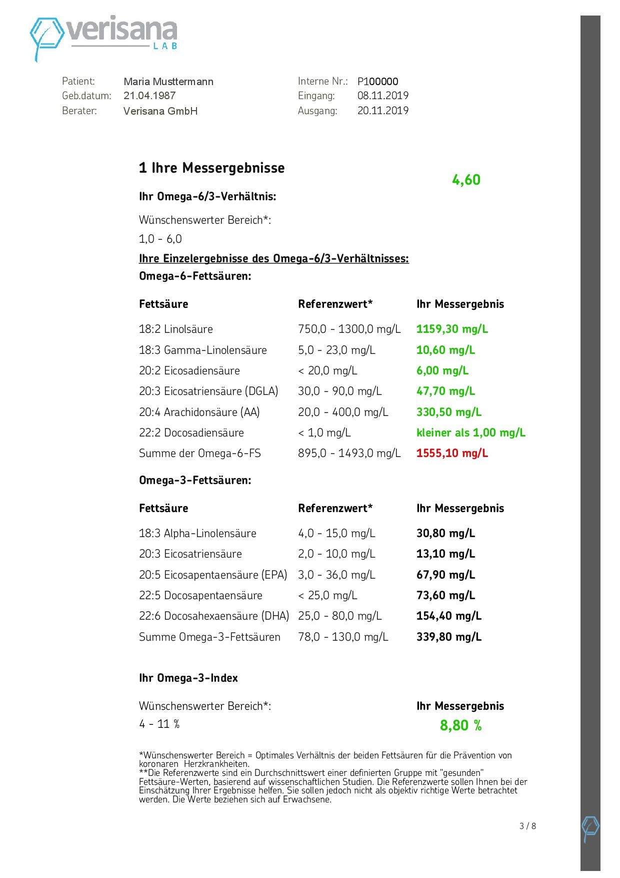 Verisana Omega-3 Test 1 St