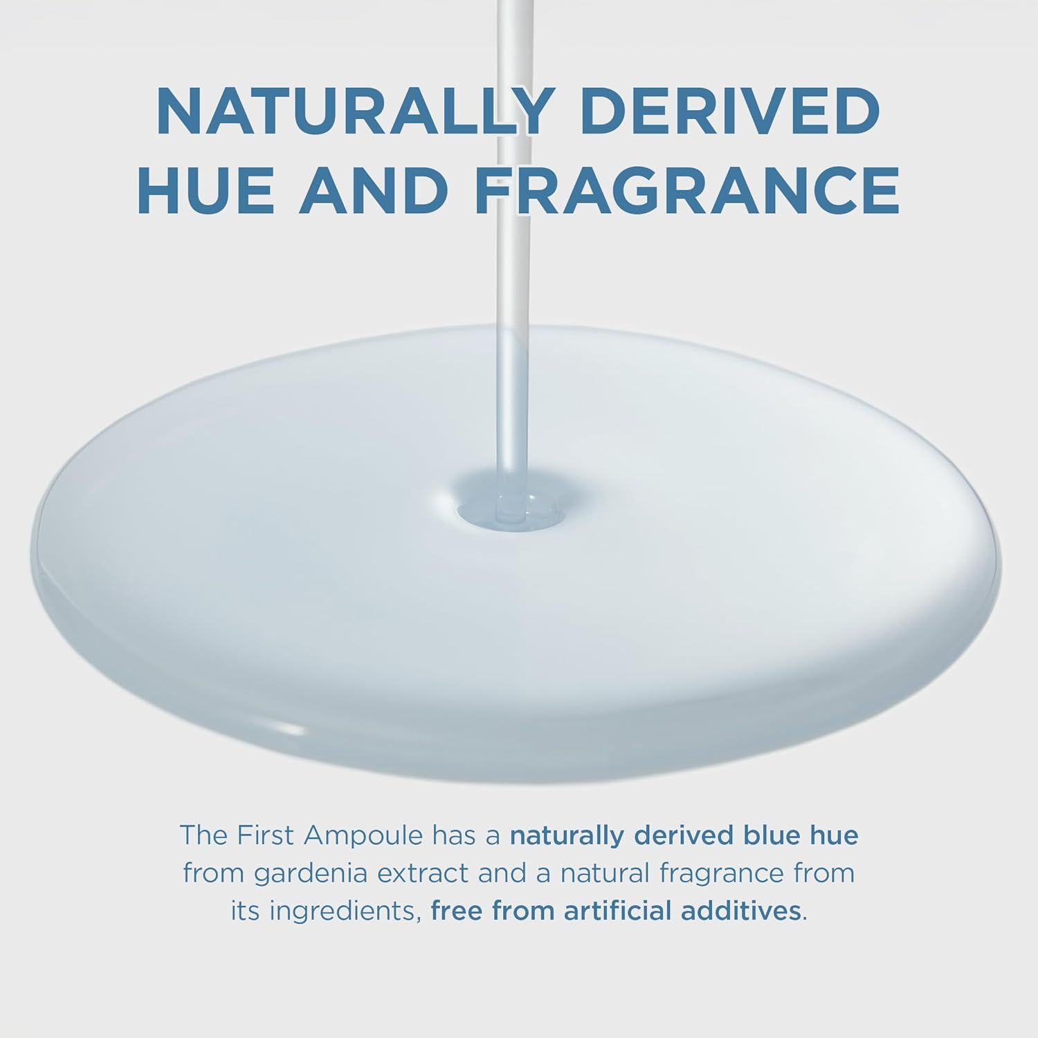 Nahaufnahme einer Flüssigkeit. Text: 'NATÜRLICH ABGELEITETE FARBE UND DUFT'.