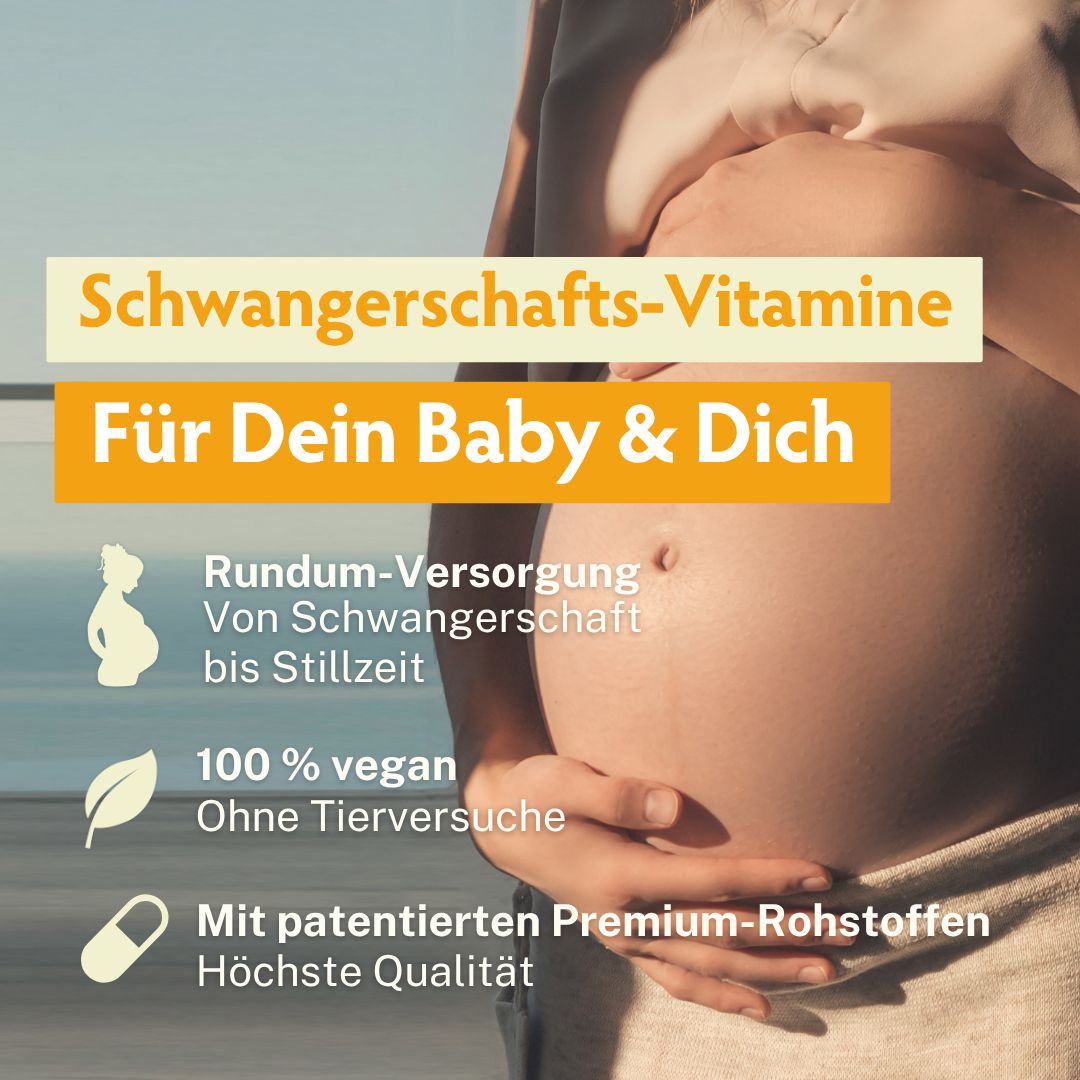 BabyFORTE Schwangerschafts-Vitamine: 100% vegan, Premium-Rohstoffe, für Baby & Mutter.