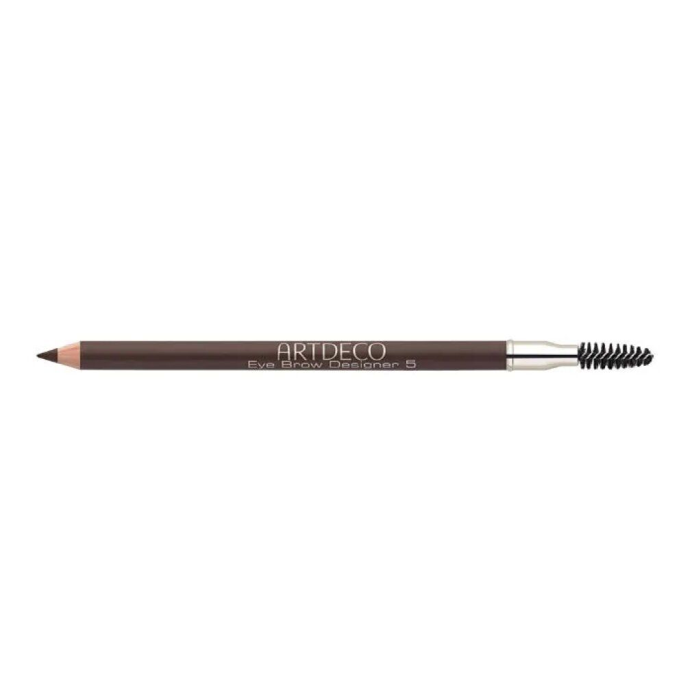 Artdeco Eye Brow Designer mit Bürste. Brauner Augenbrauenstift mit Bürste. Produktname und Marke sichtbar.
