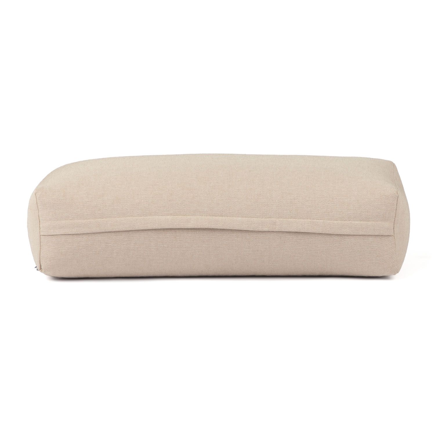 Beige Yoga-Bolster. Dobby-Gewebe. Eckige Form.