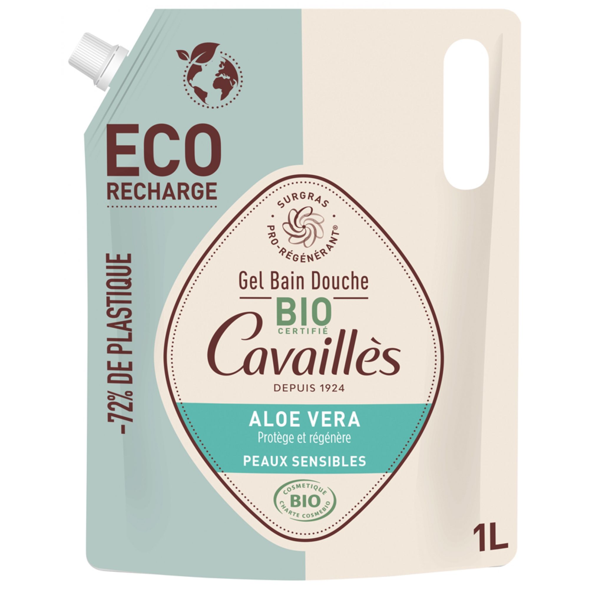Rogé Cavaillès Duschgel für empfindliche Haut mit Bio-Aloe Vera, Eco-Nachfüllpackung 15x8x24,5 cm