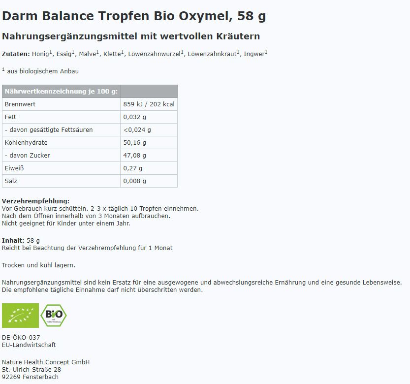 Darm Balance Tropfen von Dr. Kappl Oxymel