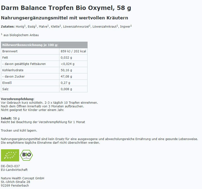 Darm Balance Tropfen von Dr. Kappl Oxymel 58 g