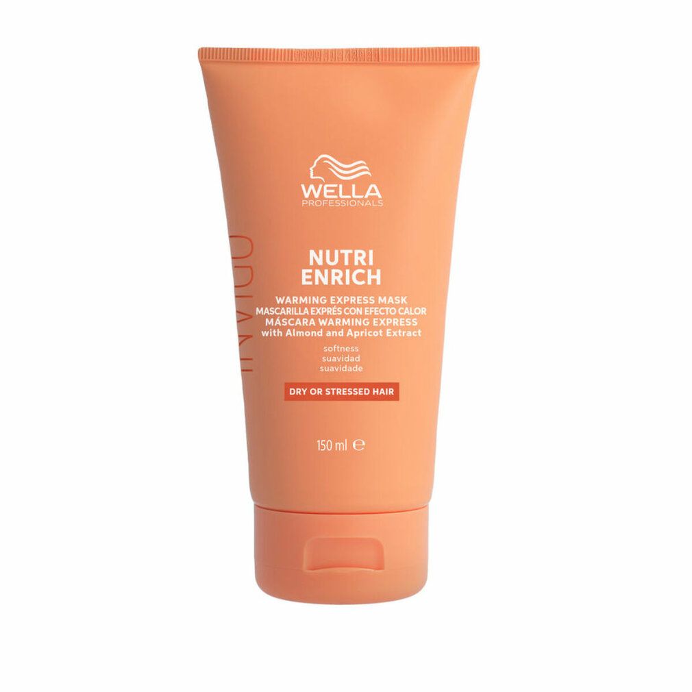 Orange Tube mit Wella Invigo Nutri-Enrich. Text: Warming Express Mask, für trockenes oder strapaziertes Haar. 150 ml.