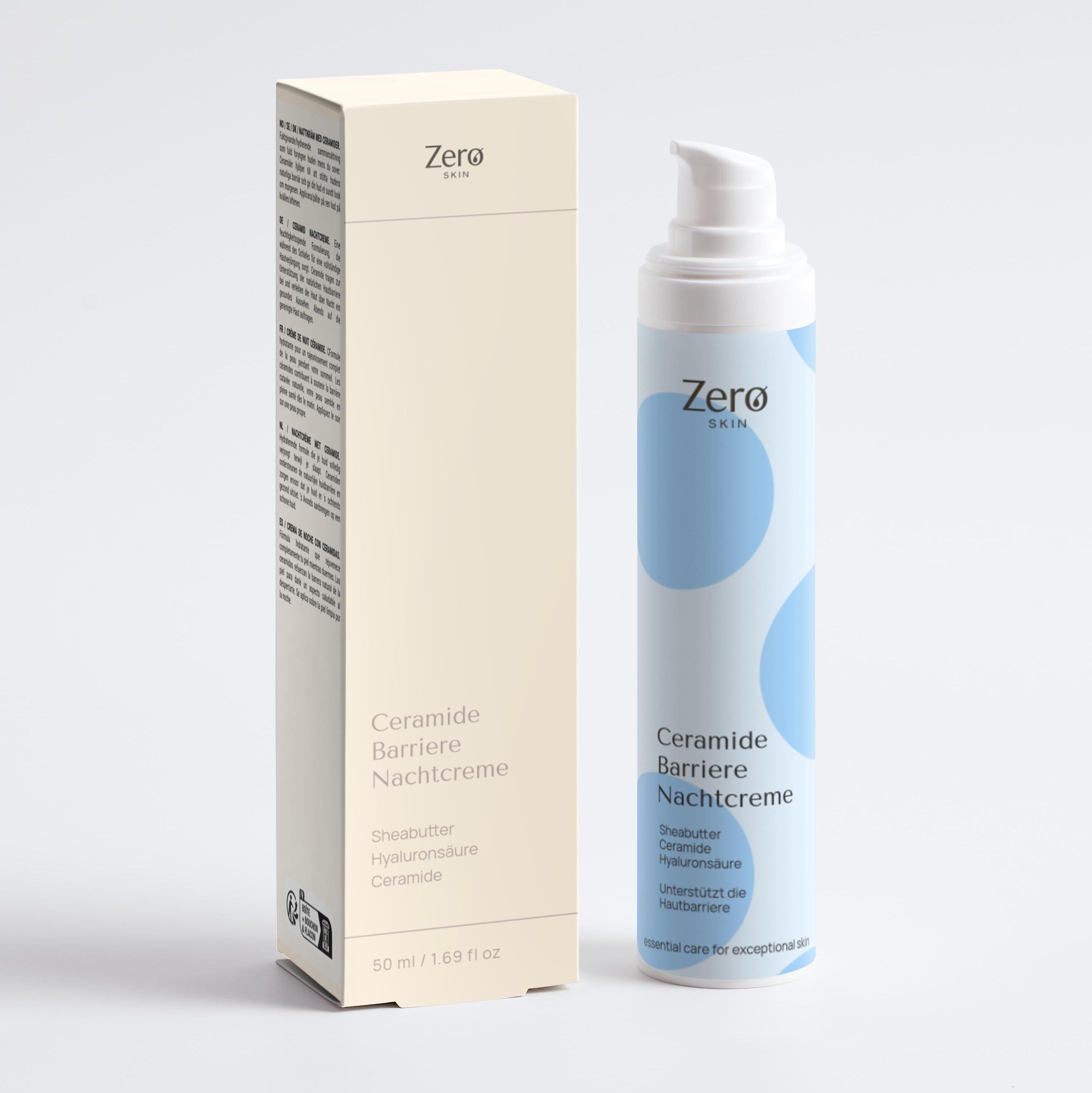 Zero Skin Ceramide Barriere Nachtcreme, regenerierend hydratisierend für normale bis trockene Haut