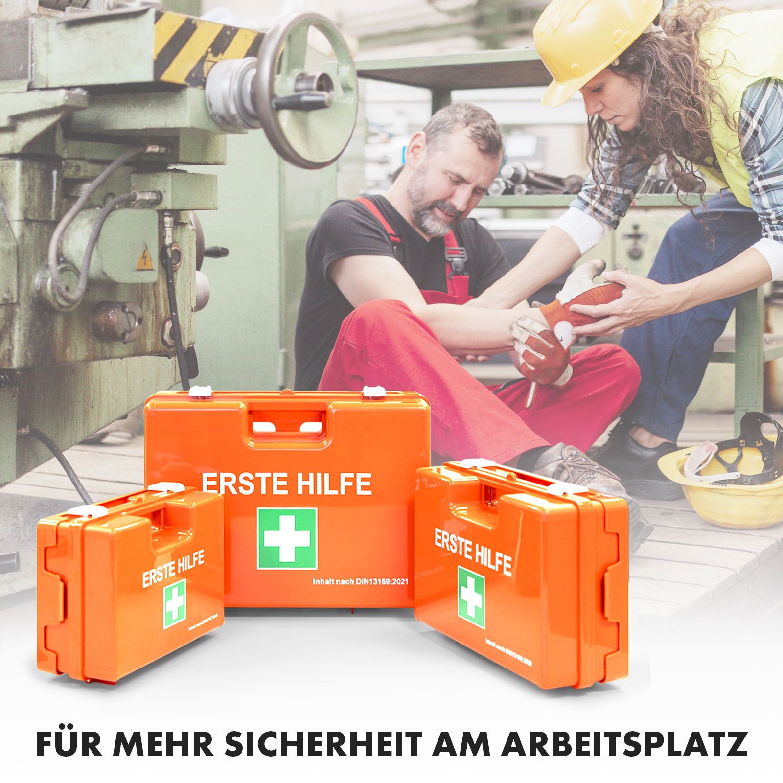 KARAT Erste-Hilfe-Koffer Groß DIN 13169 für große Betriebe - Mit Wandhalterung und 90° Stopper