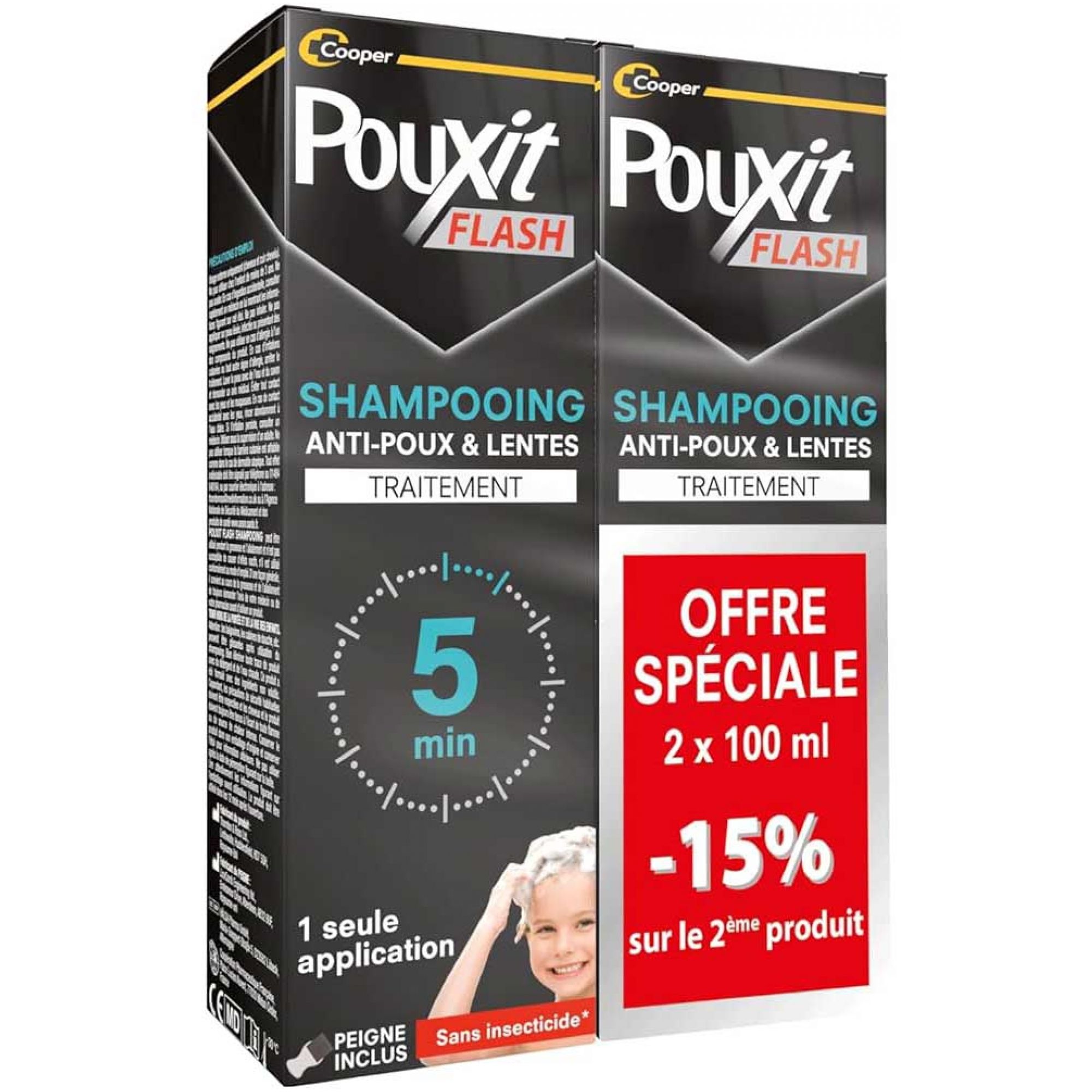 Pouxit Flash Anti-Läuse und Nissen Shampoo Behandlung 2 x Sonderangebot 9,8x3,8x14,7 cm