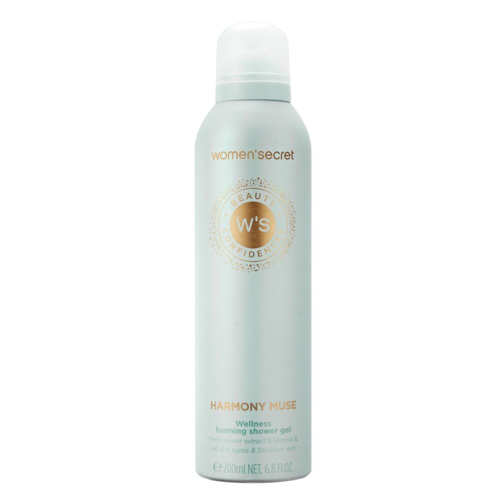 Hellblaue Aerosoldose mit 'women'secret' Logo und 'Harmony Muse' Aufschrift. Enthält 200ml.