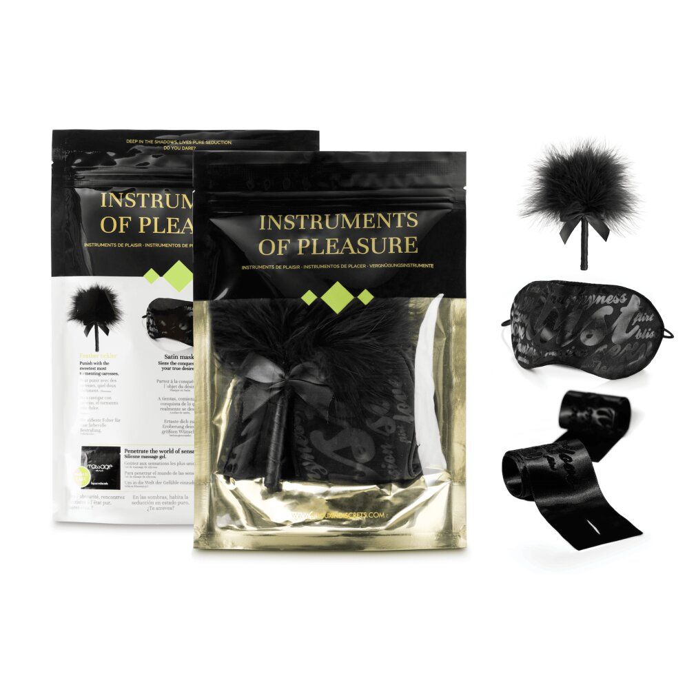 Set: Feder-Accessoire, Schlafmaske, Satinband.