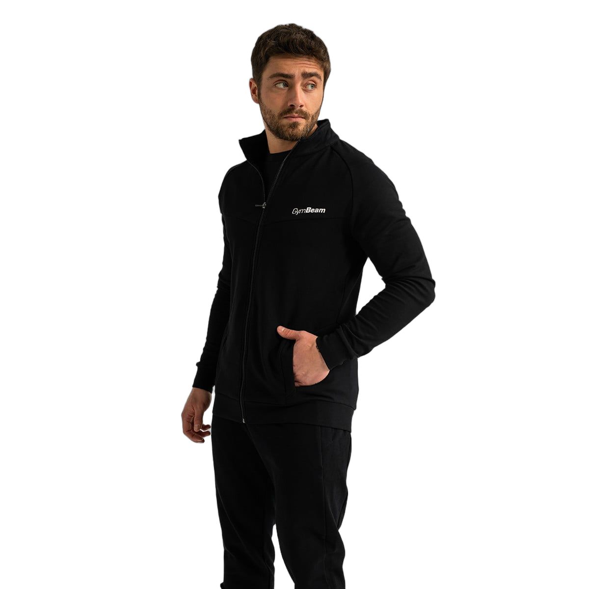 GymBeam Sweatshirt Herren Slim Limitless Schwarz ohne Kapuze, Langarm