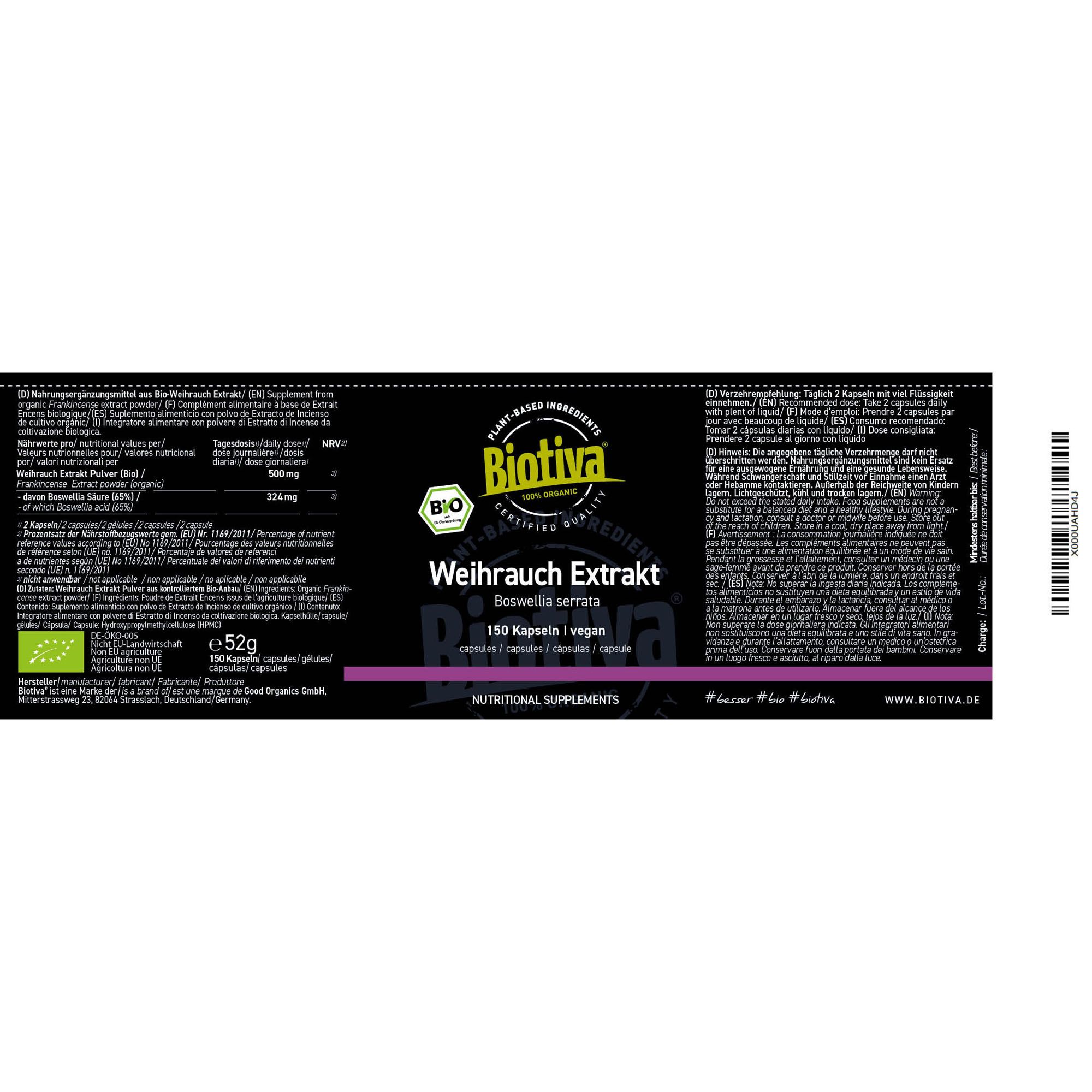 Biotiva Weihrauch Extrakt Kapseln Bio