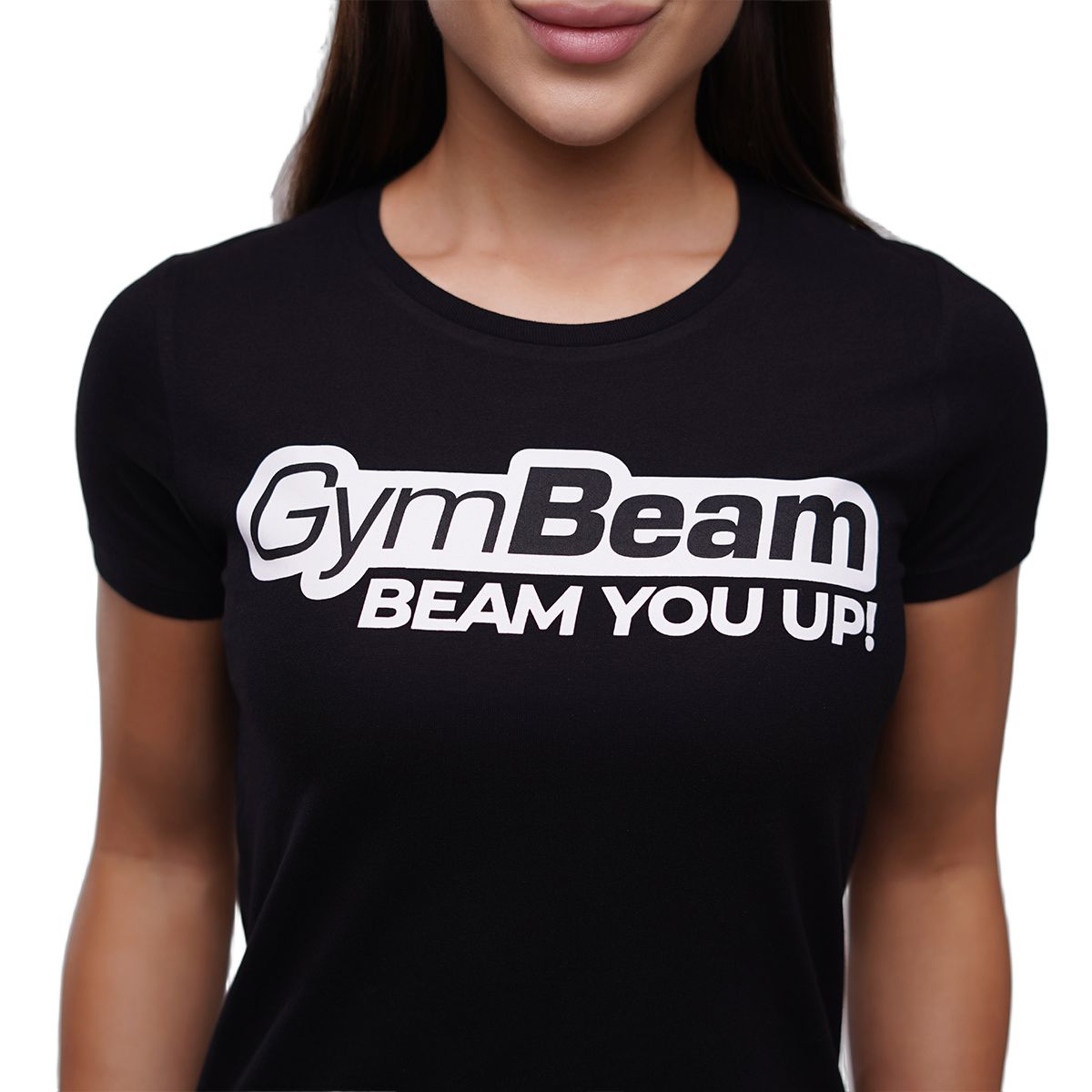 GymBeam T-Shirt Damen Slim Kurzarm mit Rundhalsausschnitt in Schwarz