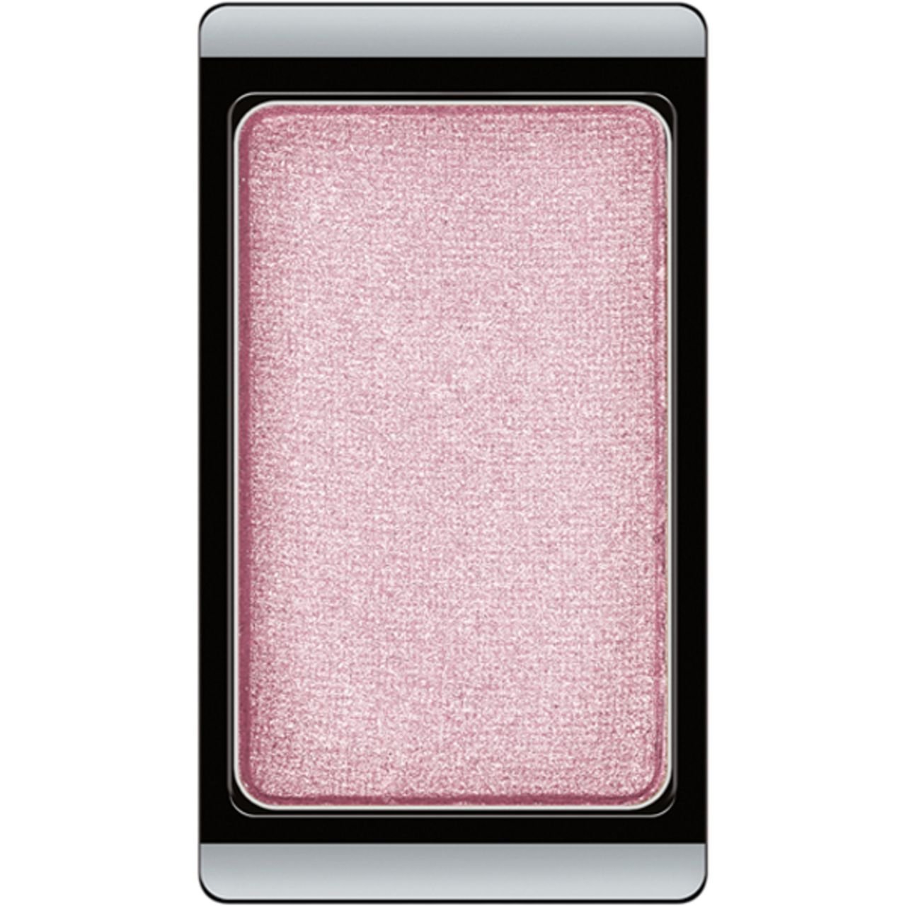 Artdeco Eyeshadow. Rosa Lidschatten in rechteckiger Form. Schwarzer Rahmen mit silberner Umrandung.