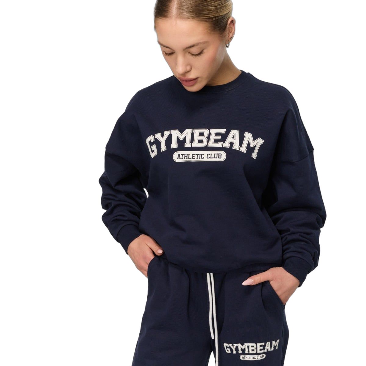 GymBeam Sweatshirt Damen Regular ohne Kapuze Varsity Blau