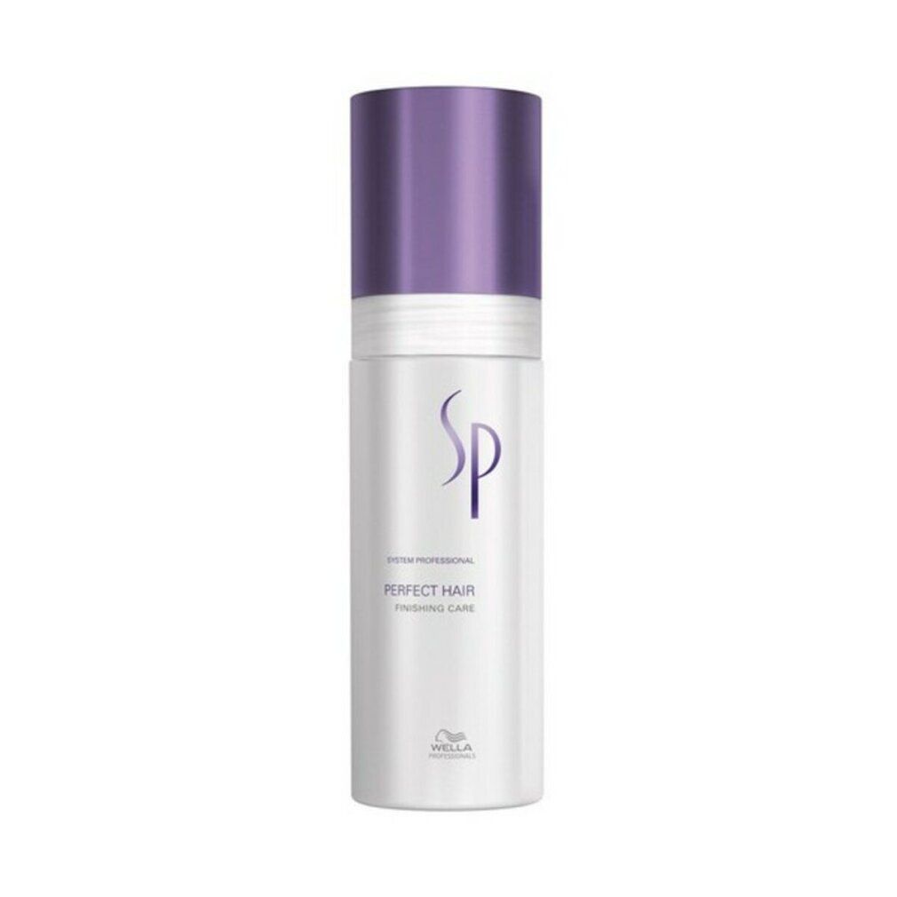 Weiß-lila Flasche. Aufschrift SP, Perfect Hair, Finishing Care. Wella Logo.