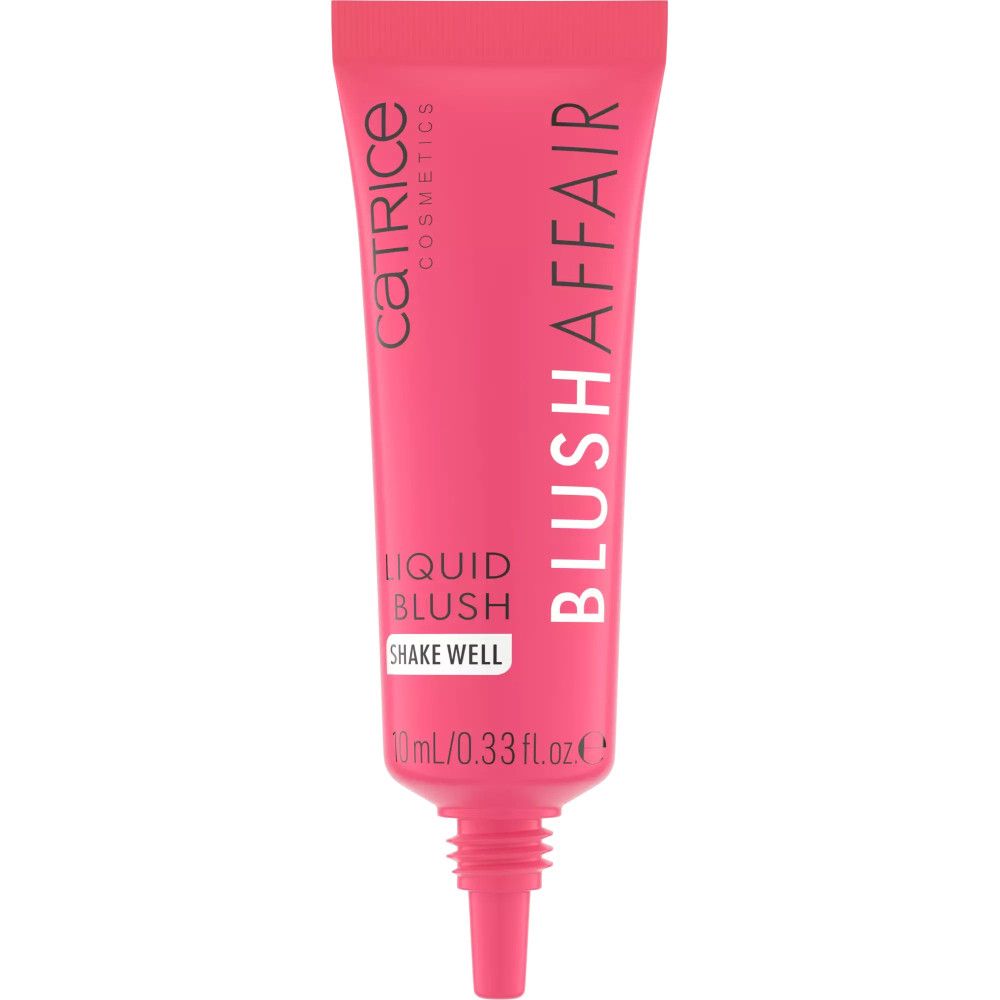 Rosa Tube mit Produktnamen und Schriftzug. Flüssiges Rouge für Wangen und Lippen. Shake Well. 10ml/0.33 fl.oz.