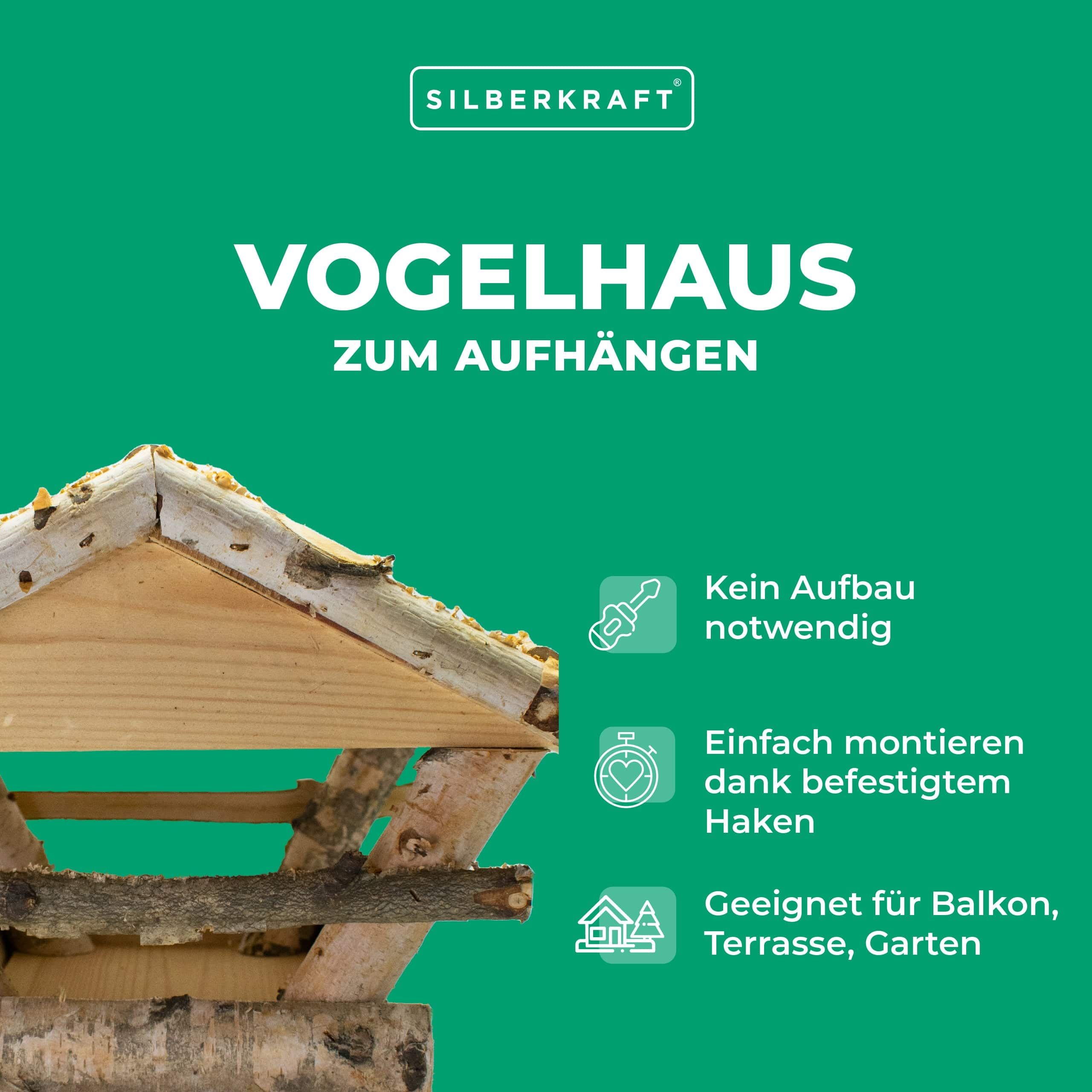 SILBERKRAFT Vogelhaus mit Weidendach