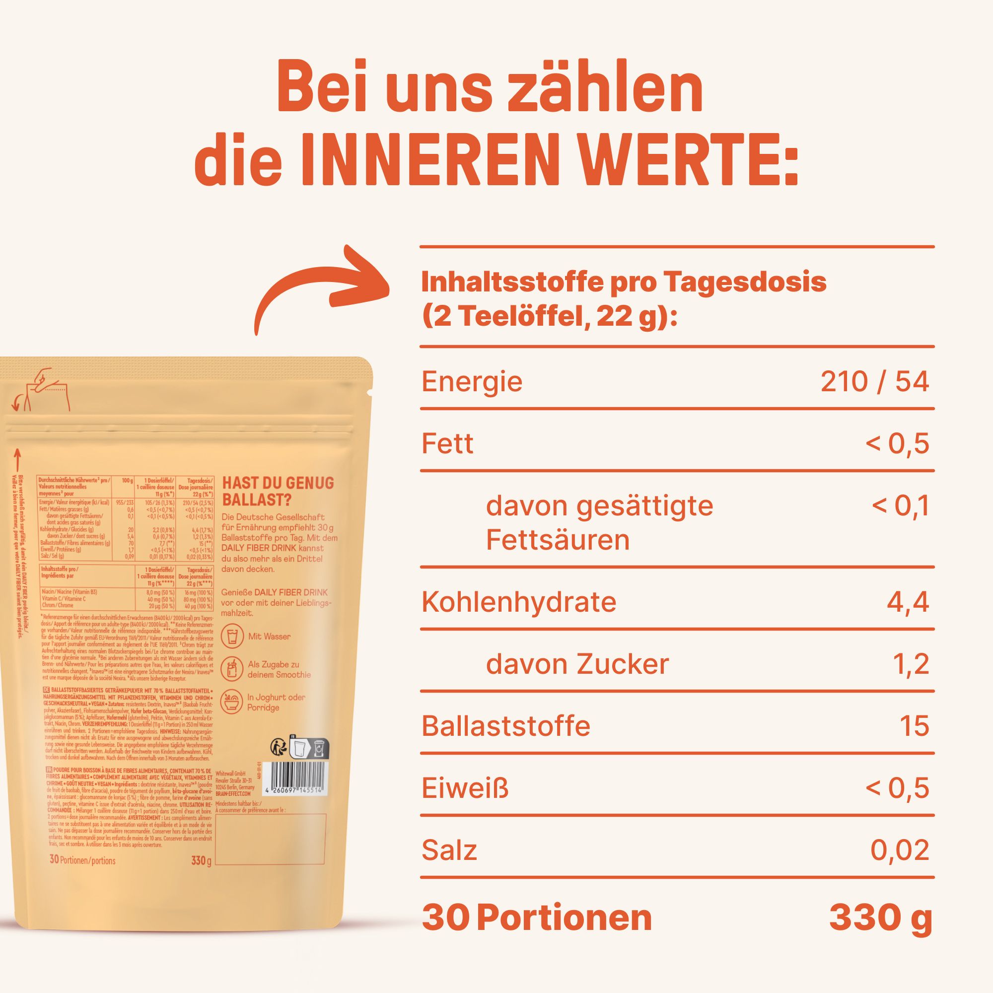 BRAINEFFECT DAILY FIBER Neutral Ballaststoff