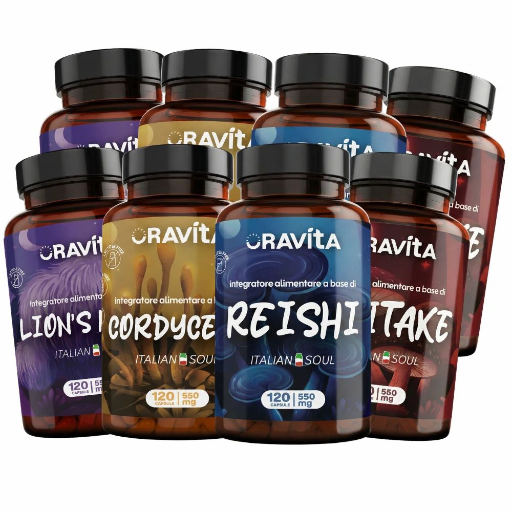 Oravita FUNGHI KIT per Cortisolo, Memoria, Immunità e Energia