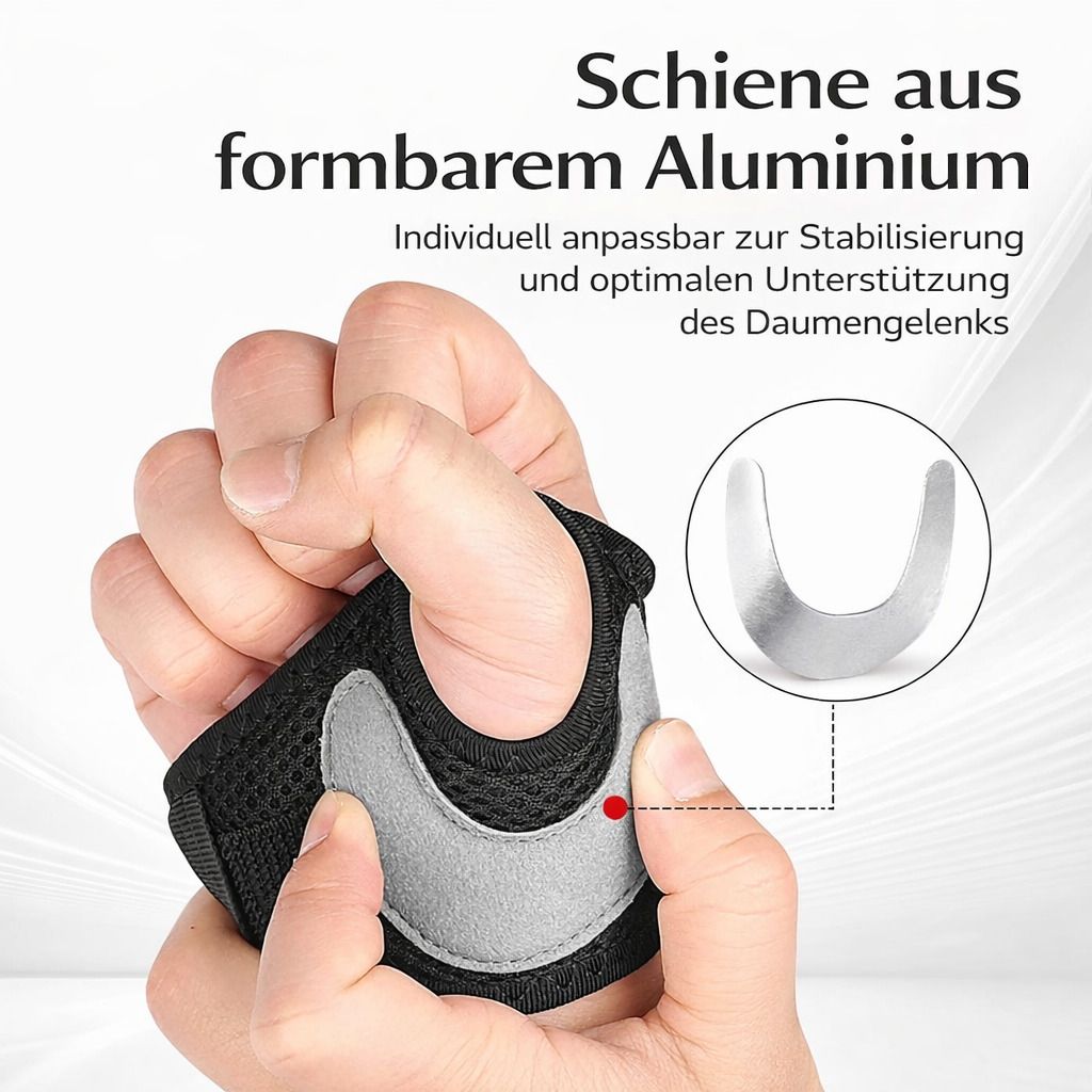 Daumen & Handgelenkbandage mit Aluschiene, verstellbar mit Klett, für Alltag & Sport