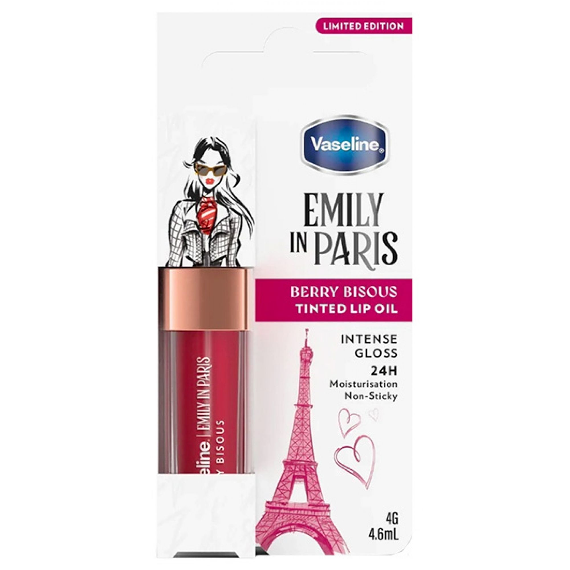 Vaseline Emily in Paris Getöntes Lippenöl Limitierte Auflage (Farbton : Berry Küsschen) 2,1x5,2x11,3 cm