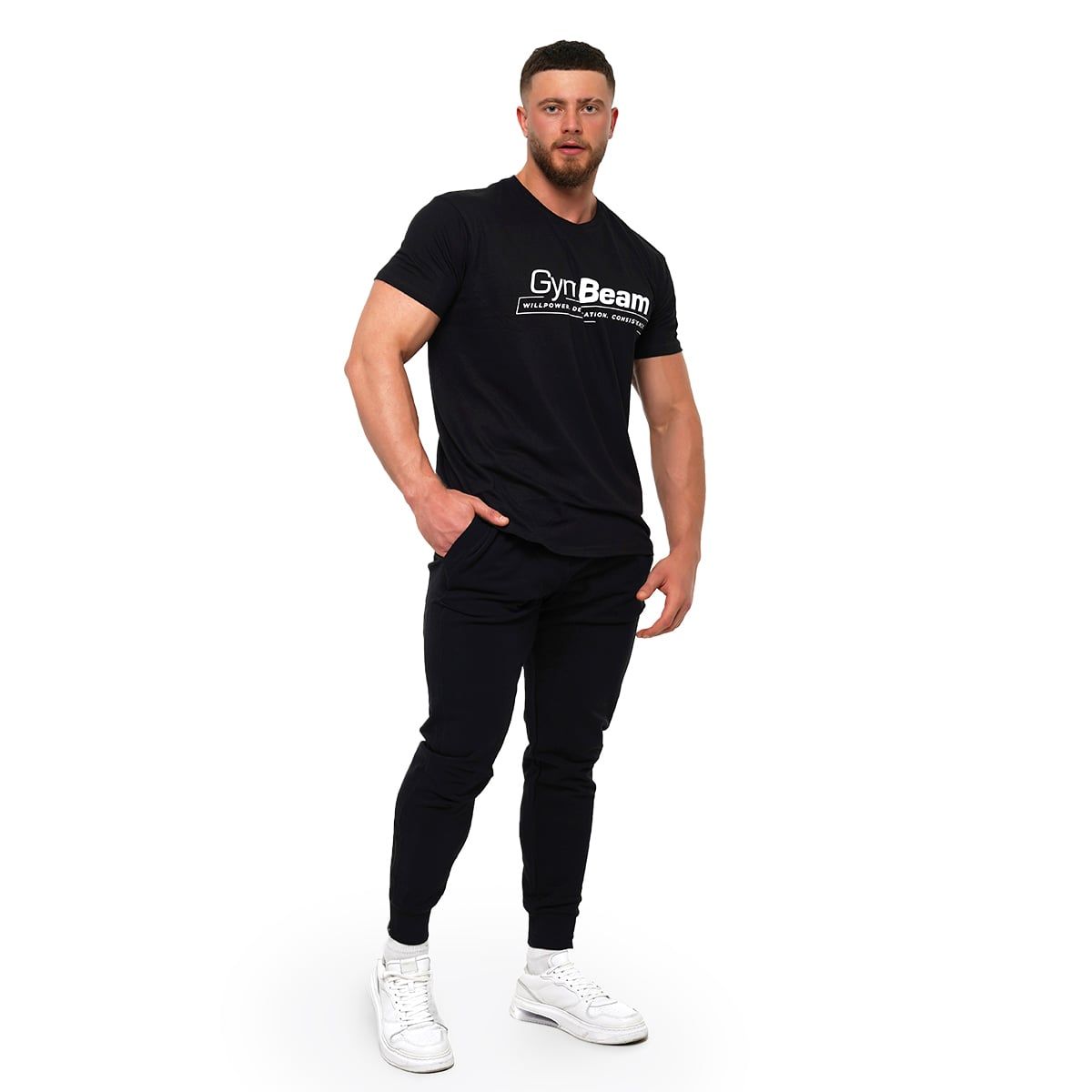 GymBeam T-Shirt Herren Regular Kurzarm Willpower Black