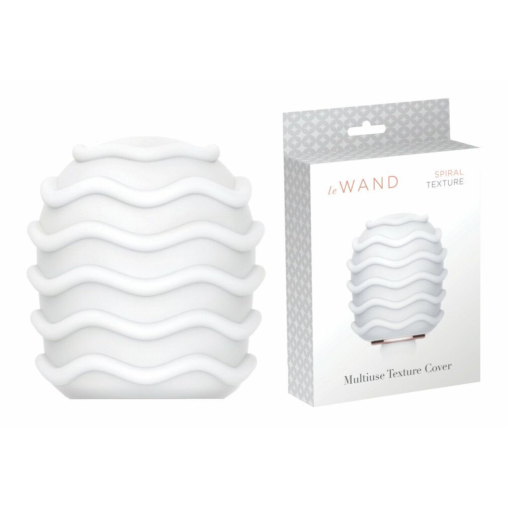 Aufsatz mit wellenförmiger Textur und Verpackung. Aufschrift: Le Wand, Spiral Texture, Multiuse Texture Cover.