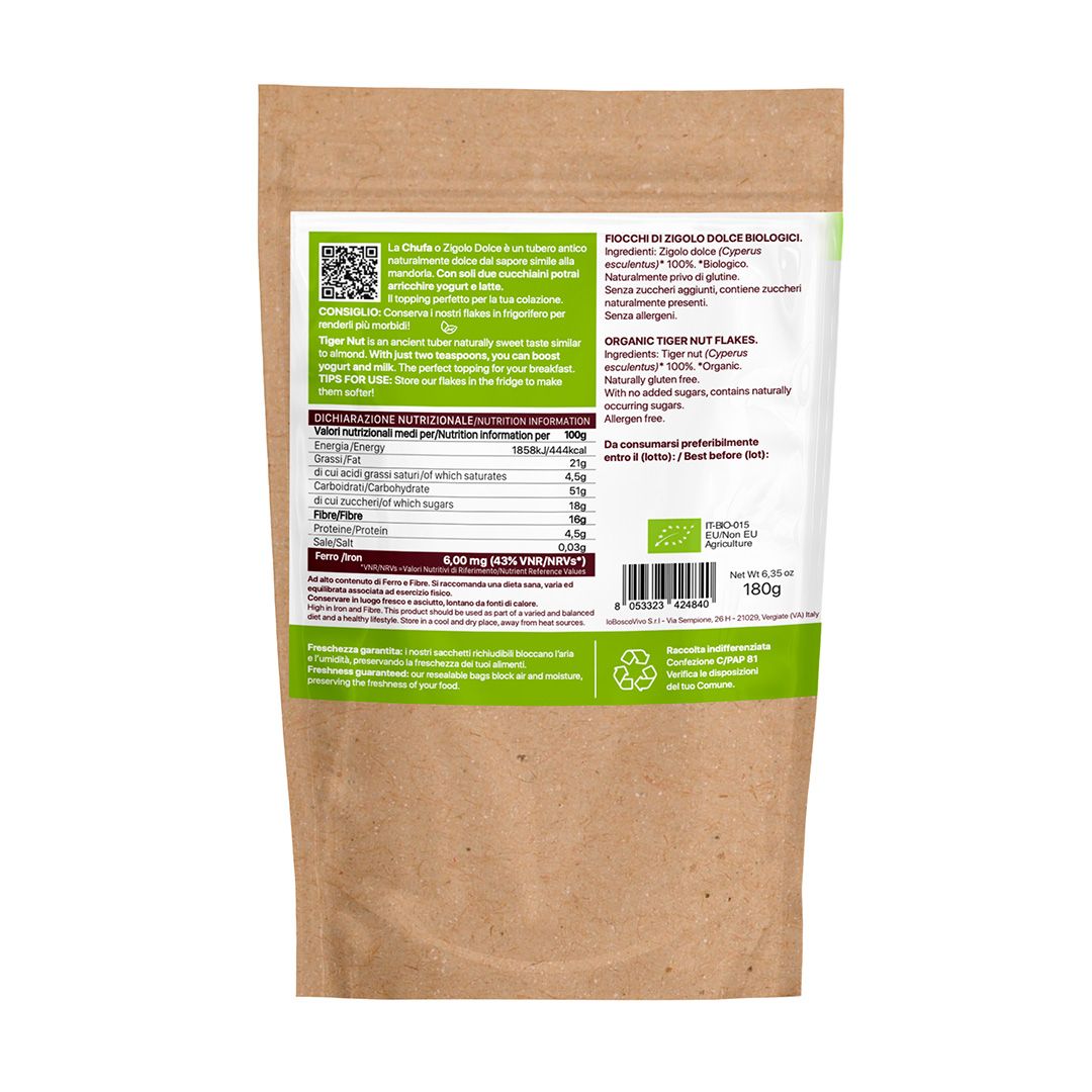 IoBoscoVivo Bio-Erdmandel-Flocken - Glutenfreie Frühstücksflocken, ohne Zuckerzusatz