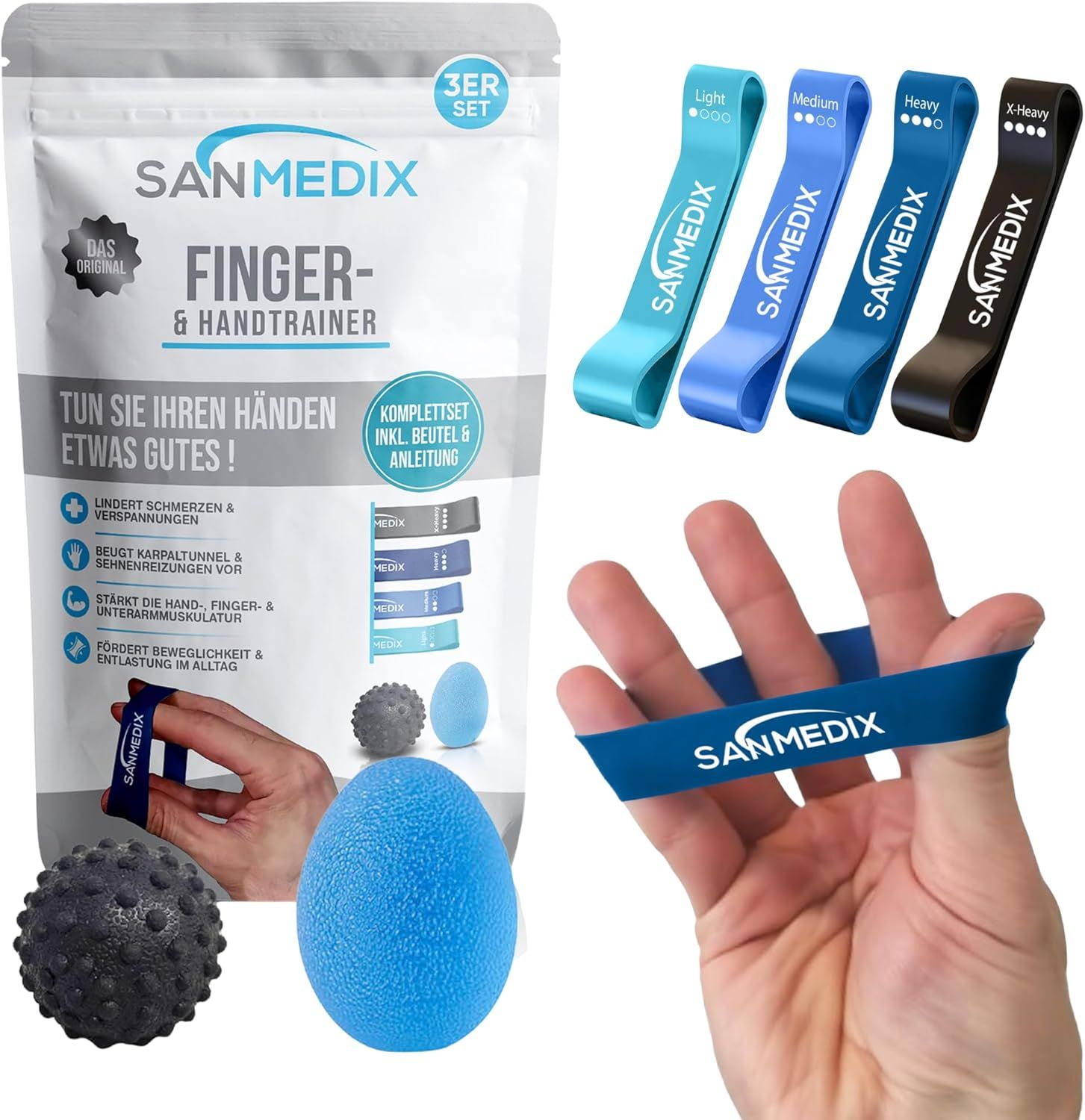 Sanmedix® Handtrainer, Fingertrainer-Set (6-teilig) 6 St