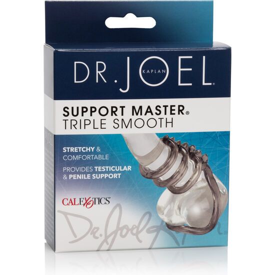 Verpackung von 'Support Master Triple Smooth'. Text: 'DR. JOEL KAPLAN', 'CalExotics'. Abbildung des Produkts.