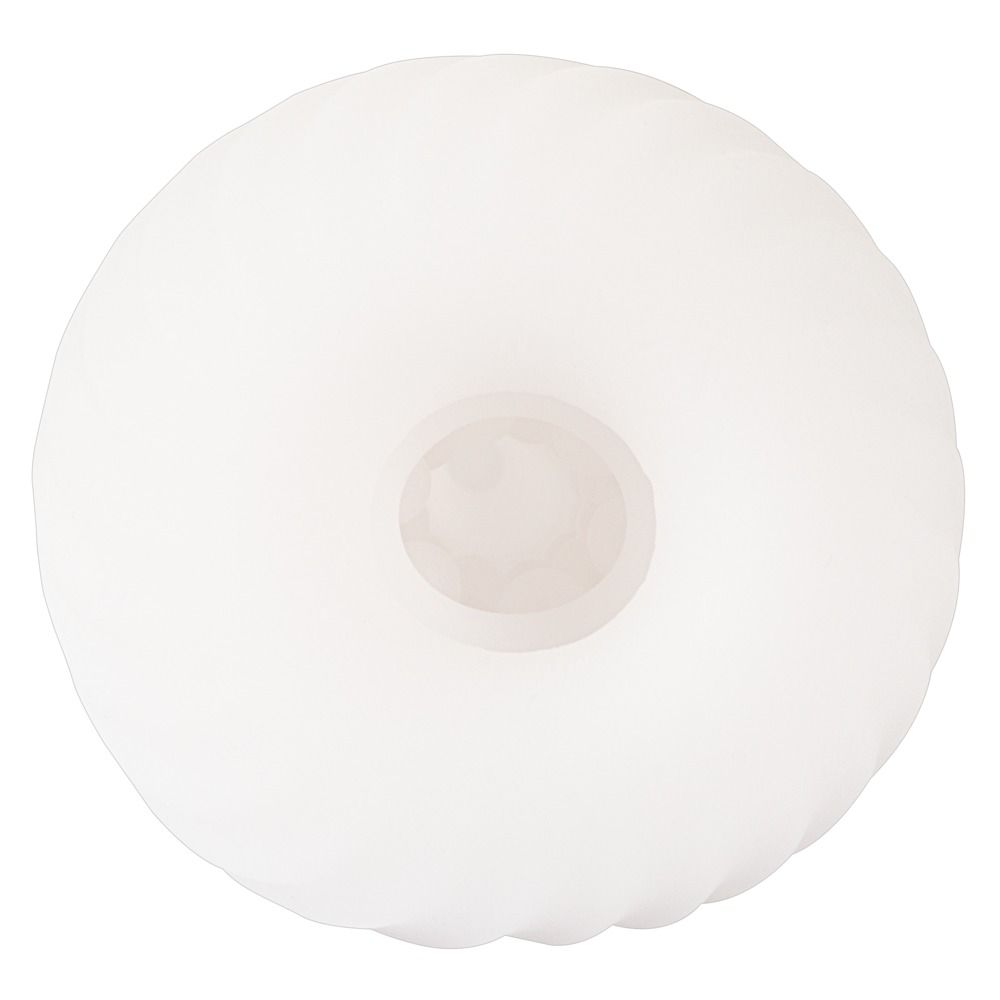 Weißes Ersatzteil mit kreisförmiger Öffnung. Draufsicht.