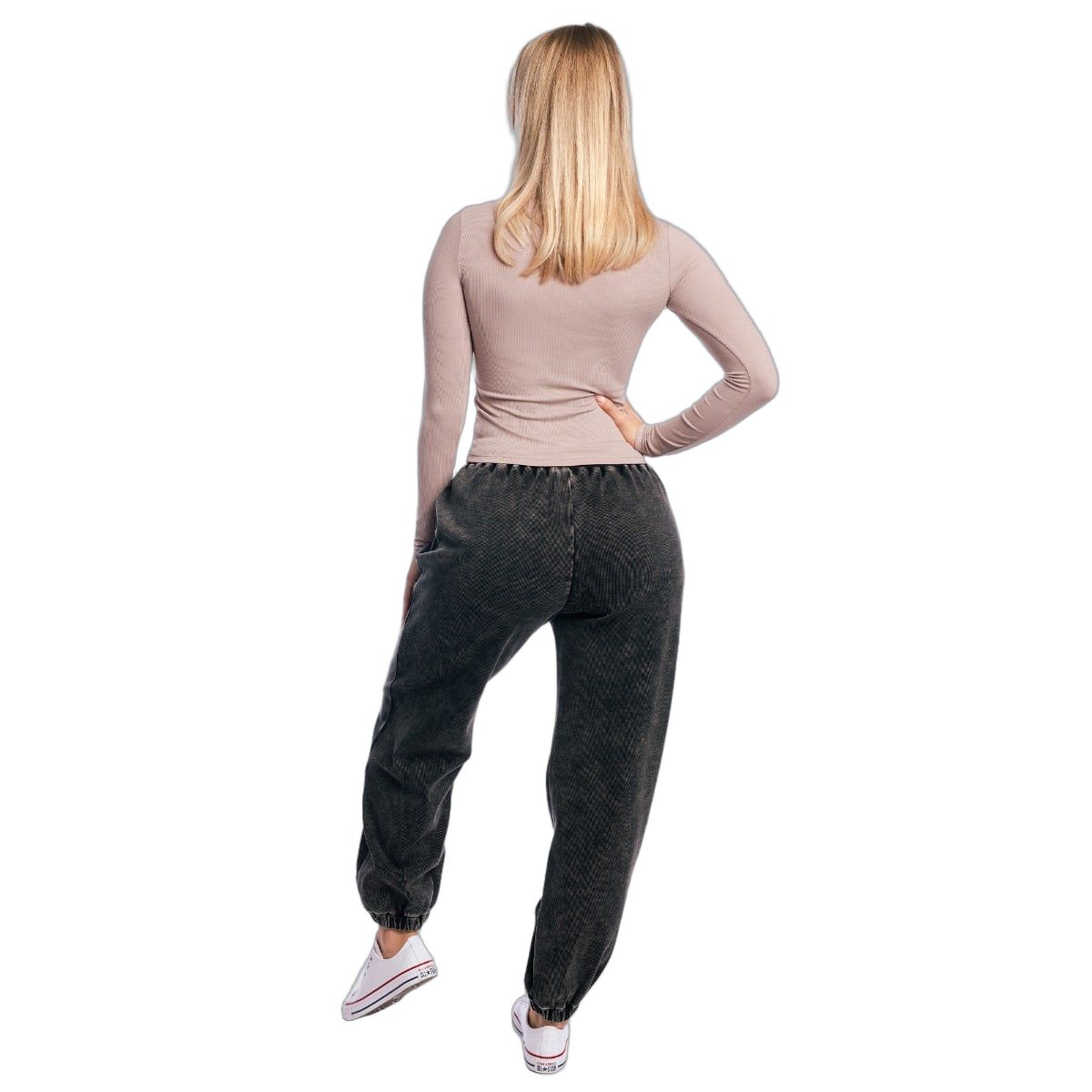 GymBeam Langarm Shirt Damen Aura slim mit rundem Ausschnitt in Roux
