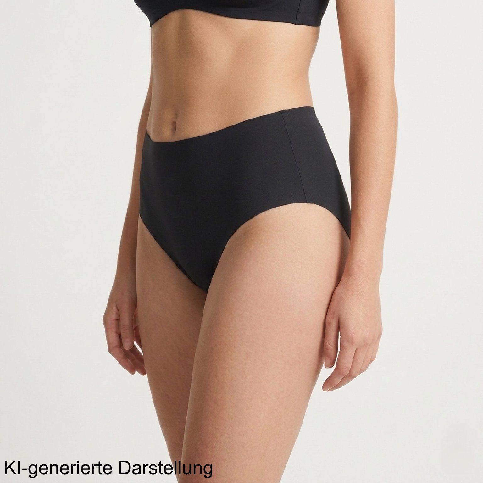 Schwarze Periodenunterhose, Seitenansicht.
