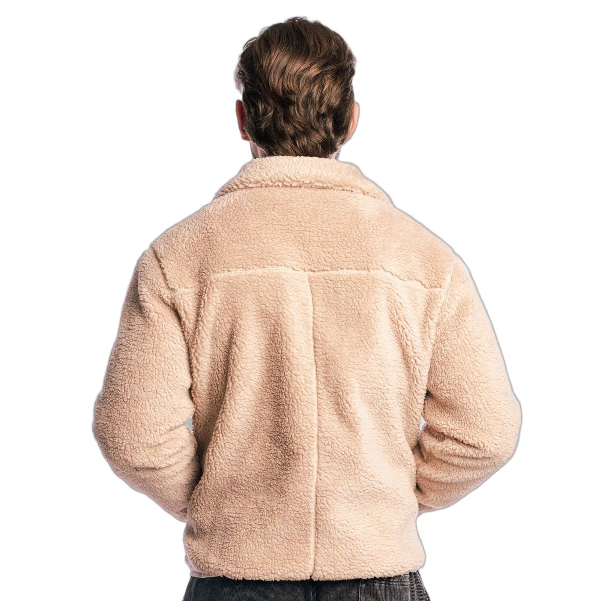 GymBeam Jacke Herren Sherpa Oversized mit Reißverschluss und Taschen in Canyon