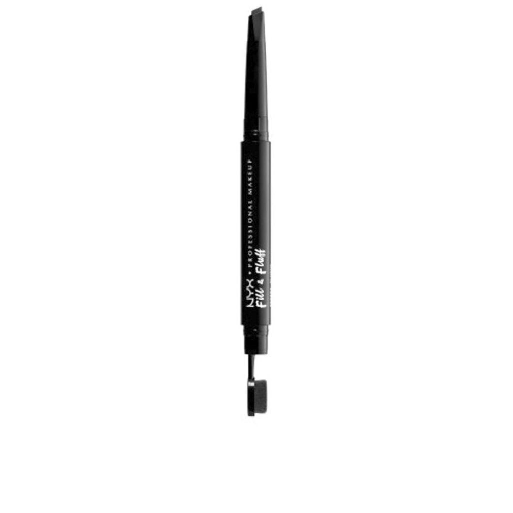 NYX Fill & Fluff Augenbrauenstift mit Applikator. Schwarzer Stift mit silberner Schrift.