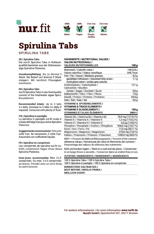 nur.fit Spirulina Tabs