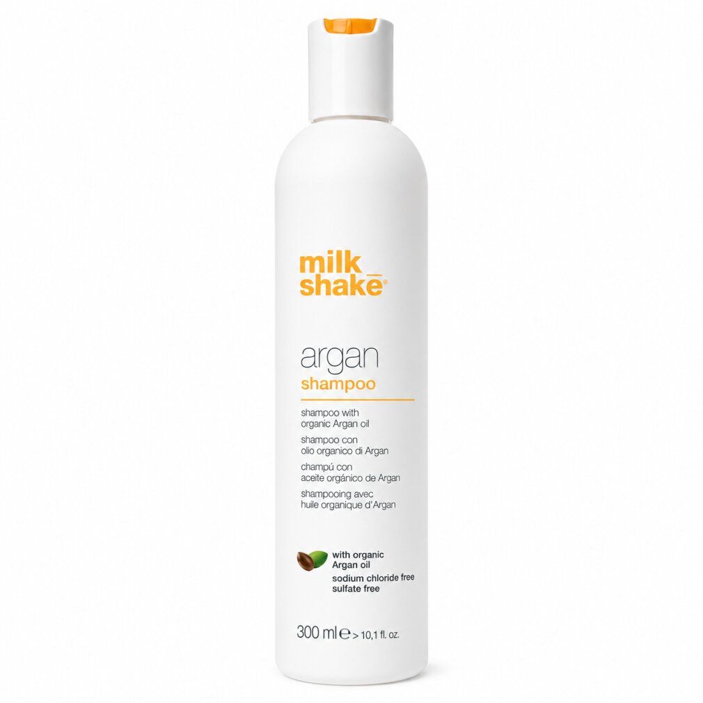 Weiße Flasche Milk Shake Argan Shampoo, 300ml, mit Bio-Arganöl, sulfatfrei.