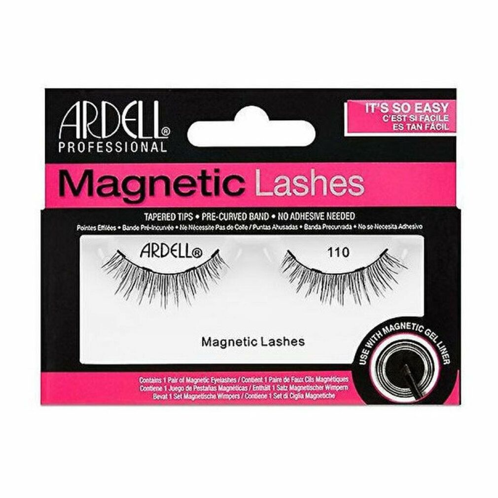 Ardell Magnetic Lashes 110 in Verpackung. Schwarze Wimpern mit magnetischem Band. Aufschrift: Magnetic Lashes.