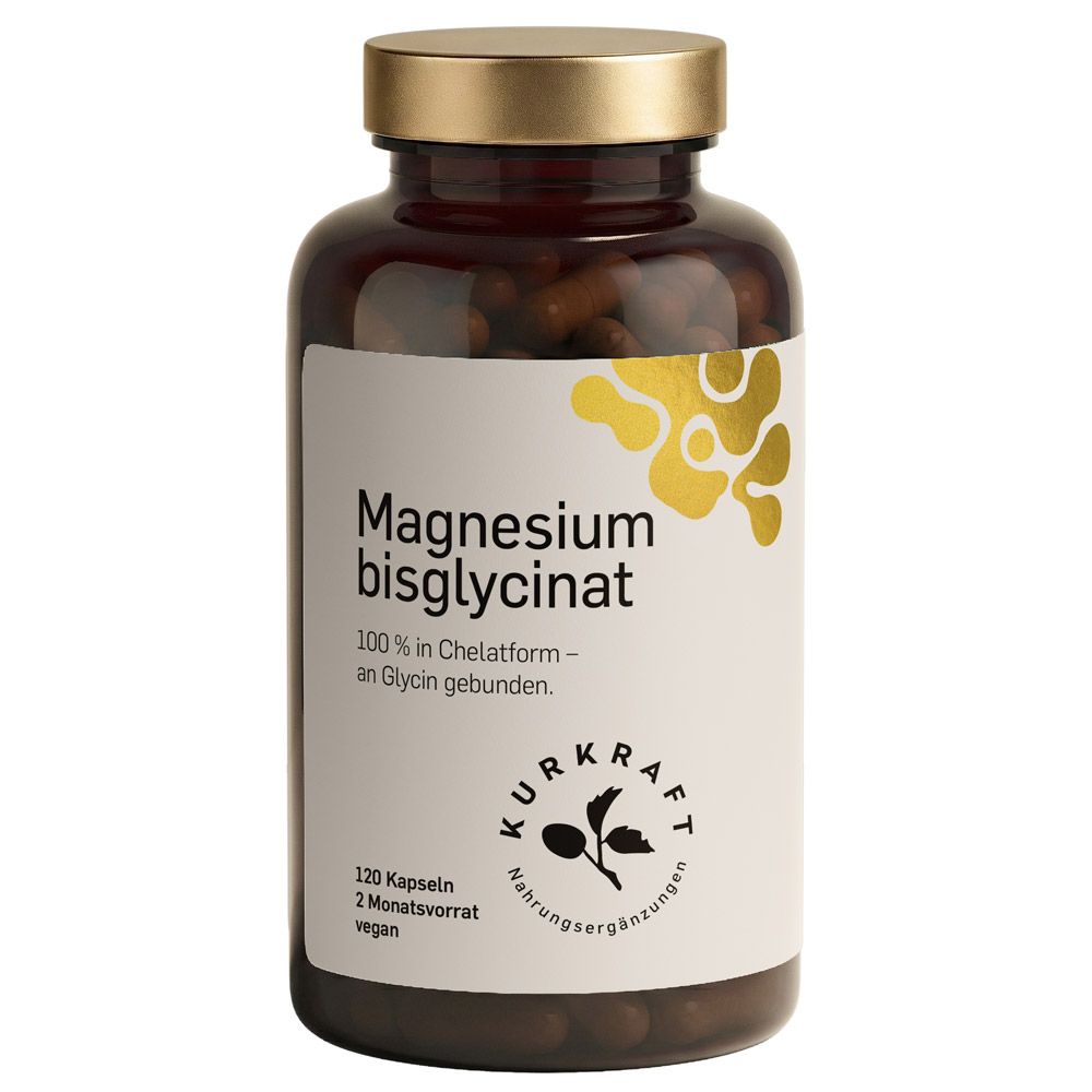 Kurkraft Magnesium Bisglycinat – 200 mg pro Tagesdosis ohne Magnesiumoxid 120 Kapseln vegan 240 St