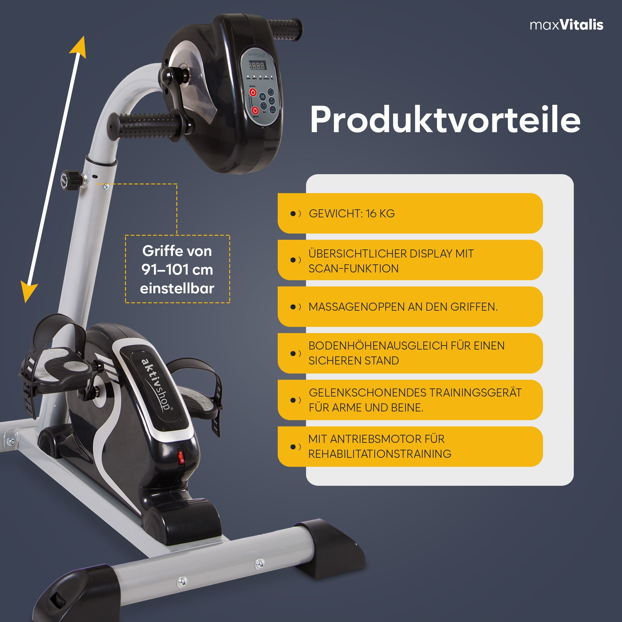 aktivshop Arm- und Beintrainer aktiv »2in1« mit Motor & höhenverstellbaren Handgriff