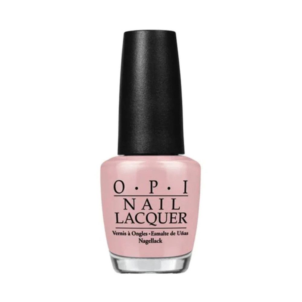 OPI Nagellacke Flasche. Rosa Nagellack mit schwarzem Deckel. Aufschrift: OPI NAIL LACQUER.