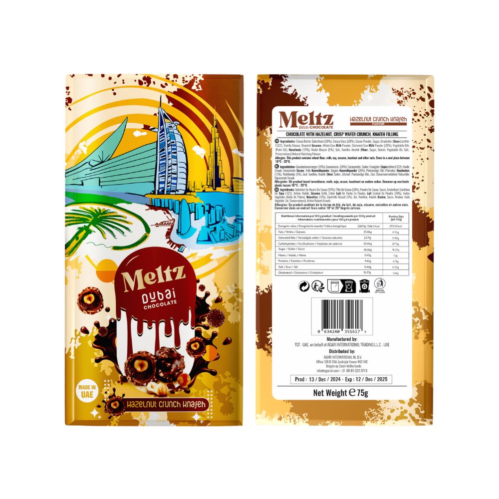 Meltz Dubai Schokolade – Haselnuss-Crunch mit Knafeh-Füllung