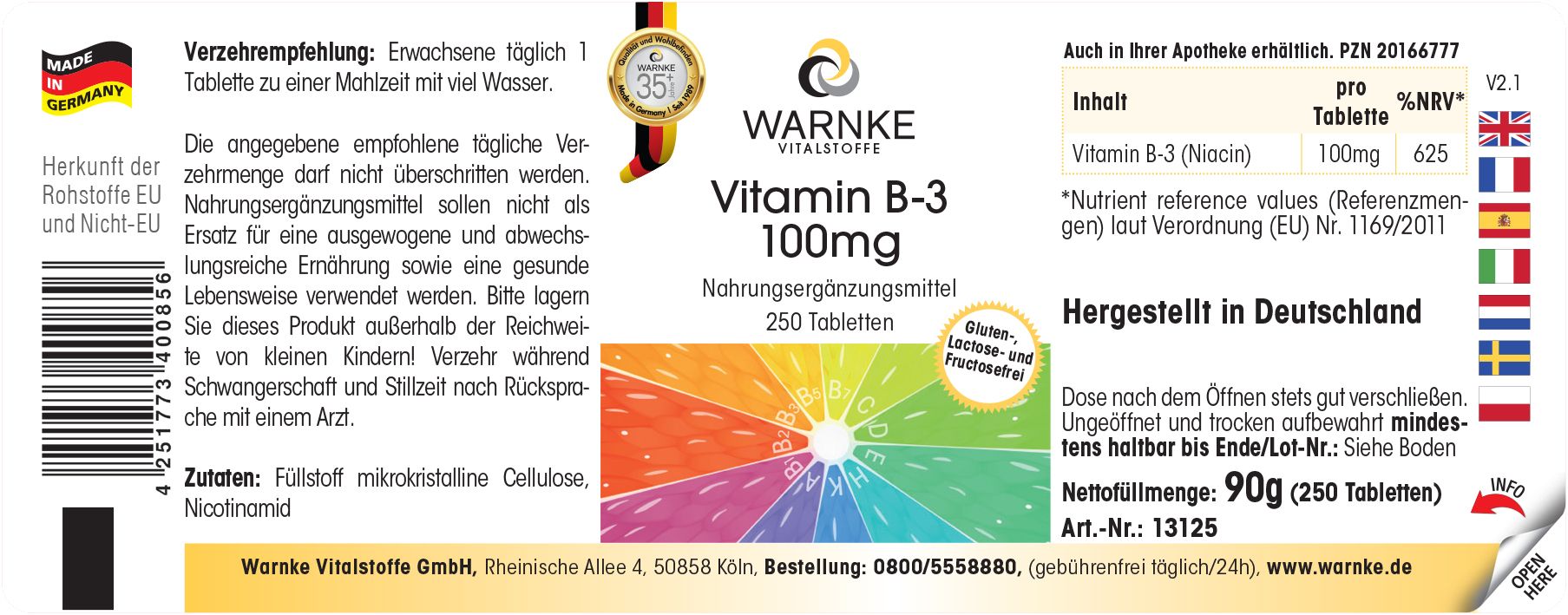 Warnke Vitalstoffe | Vitamin B-3 100mg